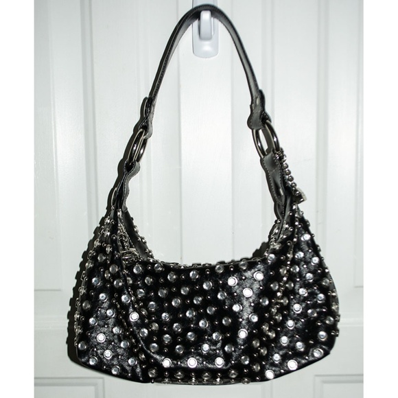 Kathy Van Zeeland Handbags - Kathy Van Zeeland Black Rhinestone Studded Hobo